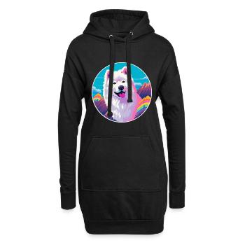 Samoyède chien race Cartoon Kawaii aquarelle - Sweat-shirt à capuche long Femme - noir - Devant