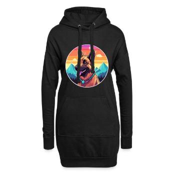 Malinois Berger Belge Race Cartoon Kawaii - Sweat-shirt à capuche long Femme - noir - Devant