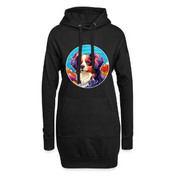 Papillon chien race dessin animé kawaii aquarelle - Sweat-shirt à capuche long Femme - noir - Devant
