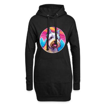 Scottish Terrier chien race Cartoon Kawaii Watercol - Sweat-shirt à capuche long Femme - noir - Devant