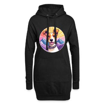 Miniature Fox Terrier chien race Cartoon Kawaii Wat - Sweat-shirt à capuche long Femme - noir - Devant