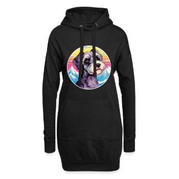 Miniature Schnauzer chien race dessin animé Kawaii eau - Sweat-shirt à capuche long Femme - noir - Devant