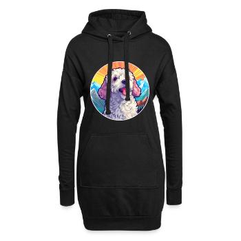Caniche chien race dessin animé Kawaii aquarelle - Sweat-shirt à capuche long Femme - noir - Devant