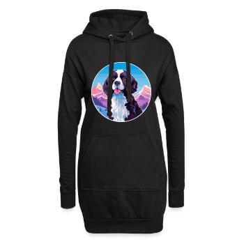 Stabyhoun Stabij Chien Race Cartoon Kawaii Watercol - Sweat-shirt à capuche long Femme - noir - Devant