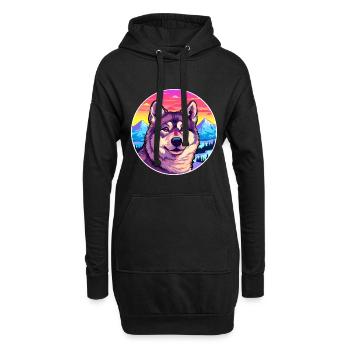 Schwedischer Elchhund Hunderasse Cartoon Kawaii Watercol - Hoodie-Kleid - Schwarz - Vorne