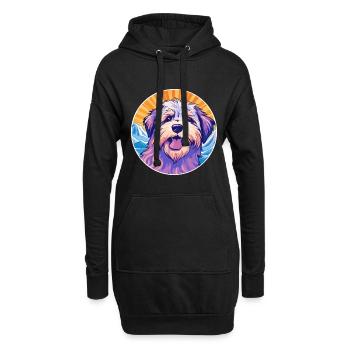 Sarplaninac Hunderasse Karikatur Kawaii Aquarell - Hoodie-Kleid - Schwarz - Vorne