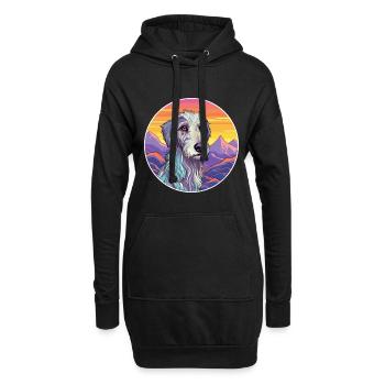 Scottish Deerhound Hunderasse Cartoon Kawaii Waterc - Hoodie-Kleid - Schwarz - Vorne