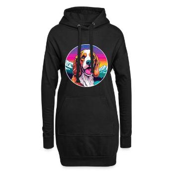 Welsh Springer Spaniel chien race Cartoon Kawaii Wa - Sweat-shirt à capuche long Femme - noir - Devant