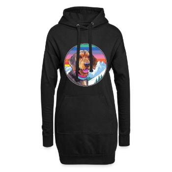 Drahthaardackel Hunderasse Karikatur Kawaii Wate - Hoodie-Kleid - Schwarz - Vorne