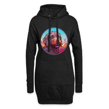 Drahthaarige zeigende Griffon-Hunderasse Karikatur Kawa - Hoodie-Kleid - Schwarz - Vorne
