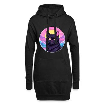 Bombay Cat Coloré Dessin Animé Aquarelle Illustratio - Sweat-shirt à capuche long Femme - noir - Devant