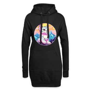Australische gefleckte Nebelkatze buntes Karikatur-Wasser - Hoodie-Kleid - Schwarz - Vorne