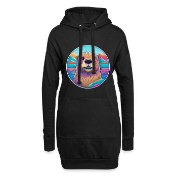Biber Aquarell Karikatur Kawaii Haustier Tier Farbe - Hoodie-Kleid - Schwarz - Vorne