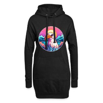 Albatros aquarelle dessin animé Kawaii animal de compagnie Col - Sweat-shirt à capuche long Femme - noir - Devant
