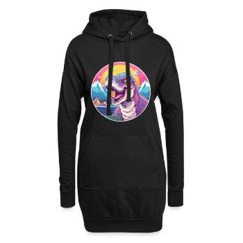 Dinosaure Aquarelle Dessin Animé Kawaii Animal Animal Colo - Sweat-shirt à capuche long Femme - noir - Devant