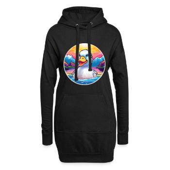 Canard Aquarelle Dessin Animé Kawaii Animal De Compagnie Coloré - Sweat-shirt à capuche long Femme - noir - Devant