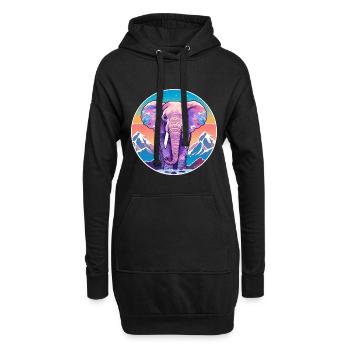 Elefant Aquarell Karikatur Kawaii Haustier Tier Colo - Hoodie-Kleid - Schwarz - Vorne
