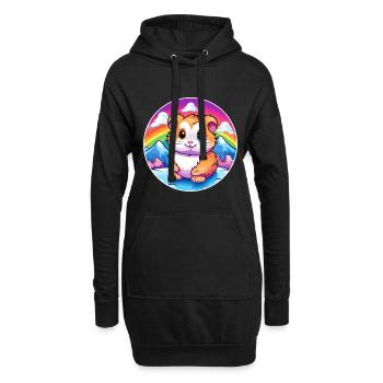 Hamster Aquarell Karikatur Kawaii Haustier Tier Farbe - Hoodie-Kleid - Schwarz - Vorne