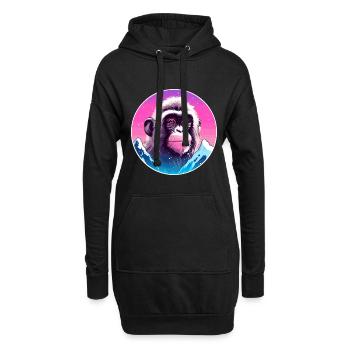 Singe Aquarelle Dessin Animé Kawaii Animal De Compagnie Colorf - Sweat-shirt à capuche long Femme - noir - Devant