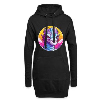 Dragon Aquarelle Dessin Animé Kawaii Animal De Compagnie Colorf - Sweat-shirt à capuche long Femme - noir - Devant