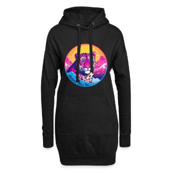 Léopard Aquarelle Dessin Animé Kawaii Animal De Compagnie Animal Couleur - Sweat-shirt à capuche long Femme - noir - Devant