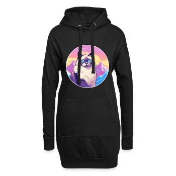 Birman Sacré Chat Coloré Dessin Animé Aquarelle Illu - Sweat-shirt à capuche long Femme - noir - Devant