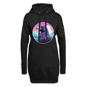 Corbeau Aquarelle Dessin Animé Kawaii Animal De Compagnie Coloré - Sweat-shirt à capuche long Femme - noir - Devant