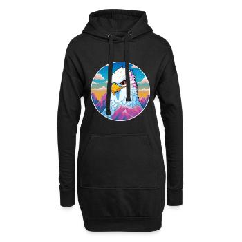 Cacatoès aquarelle dessin animé kawaii animal de compagnie animal Colo - Sweat-shirt à capuche long Femme - noir - Devant