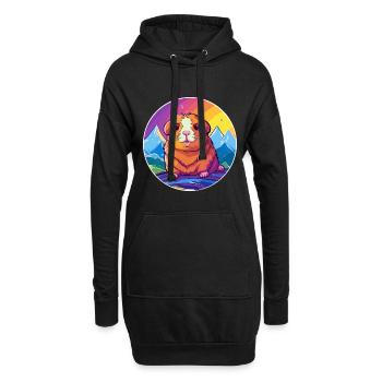 Cochon d’Inde aquarelle dessin animé Kawaii Pet Animal Co - Sweat-shirt à capuche long Femme - noir - Devant