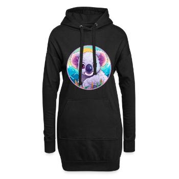 Koala Aquarell Karikatur Kawaii Haustier Tier Farbefu - Hoodie-Kleid - Schwarz - Vorne
