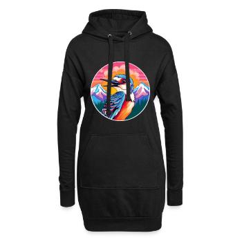Specht Aquarell Karikatur Kawaii Haustier Tier Co - Hoodie-Kleid - Schwarz - Vorne