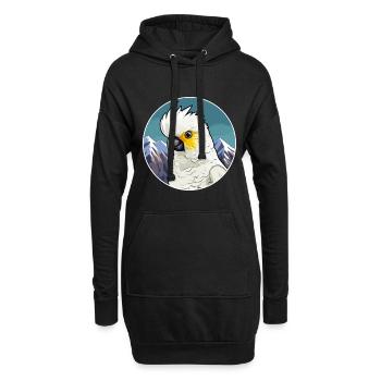 Cacatoès aquarelle dessin animé kawaii animal de compagnie animal Colo - Sweat-shirt à capuche long Femme - noir - Devant