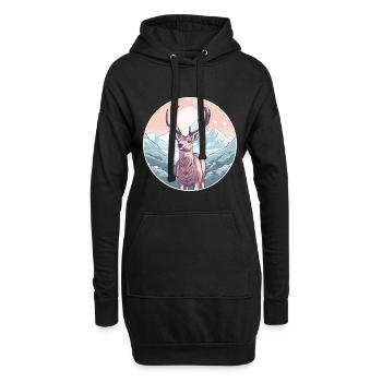 Hirsch Aquarell Karikatur Kawaii Haustier Tier Bunt - Hoodie-Kleid - Schwarz - Vorne