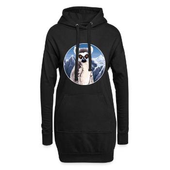 Lémurien Aquarelle Dessin Animé Kawaii Animal Animal Colorfu - Sweat-shirt à capuche long Femme - noir - Devant