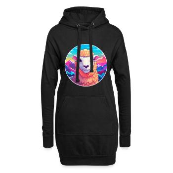 Schaf Aquarell Karikatur Kawaii Haustier Tier Farbefu - Hoodie-Kleid - Schwarz - Vorne