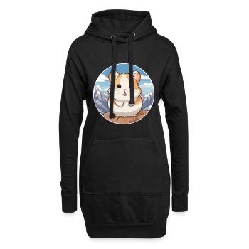 Hamster Aquarell Karikatur Kawaii Haustier Tier Farbe - Hoodie-Kleid - Schwarz - Vorne