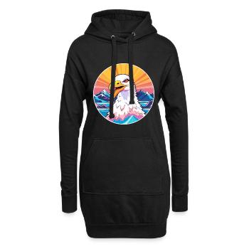 Mouette Aquarelle Dessin Animé Kawaii Animal De Compagnie Animal Couleur - Sweat-shirt à capuche long Femme - noir - Devant