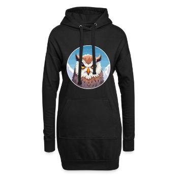 Eule Aquarell Karikatur Kawaii Haustier Tier Bunt - Hoodie-Kleid - Schwarz - Vorne
