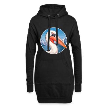 Pélican Aquarelle Dessin Animé Kawaii Animal De Compagnie Animal Couleur - Sweat-shirt à capuche long Femme - noir - Devant
