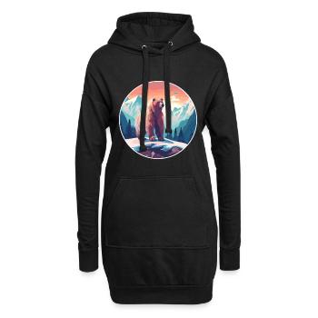 Ours Aquarelle Dessin Animé Kawaii Animal De Compagnie Coloré - Sweat-shirt à capuche long Femme - noir - Devant