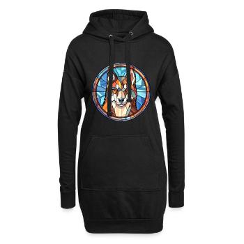 Alaskan Husky Hund Rasse Buntes Glas Bunt Wat - Hoodie-Kleid - Schwarz - Vorne