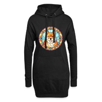 Akita Inu Hunderasse Buntes Glas Buntes Wasserco - Hoodie-Kleid - Schwarz - Vorne