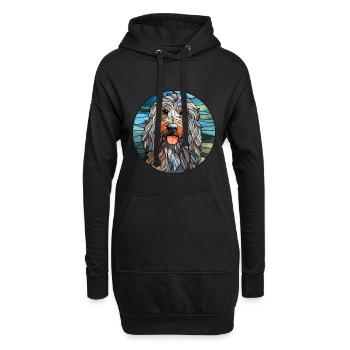 Bergamasco Hunderasse Buntes Glas Buntes Wasser - Hoodie-Kleid - Schwarz - Vorne