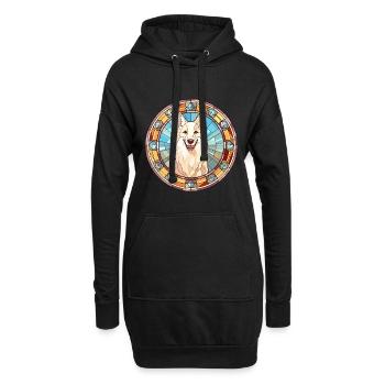 Berger Blanc Suisse Hunderasse Buntglas Colorf - Hoodie-Kleid - Schwarz - Vorne