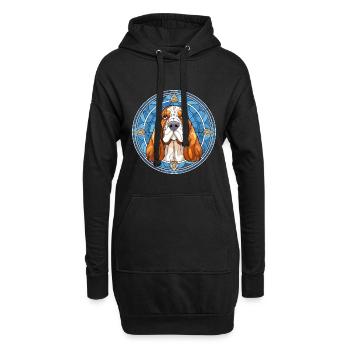 Basset Bleu de Gascogne Hunderasse Buntglas Co - Hoodie-Kleid - Schwarz - Vorne