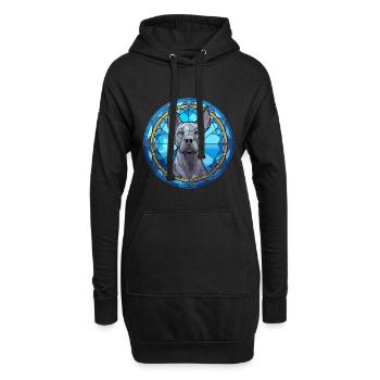 Blauer Thai Ridgeback Hund Rasse Buntglas Farbe - Hoodie-Kleid - Schwarz - Vorne