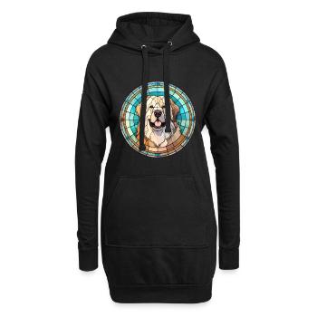 Chien de berger caucasien race vitrail Colorfu - Sweat-shirt à capuche long Femme - noir - Devant
