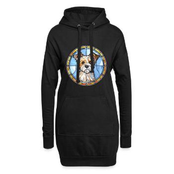 Biewer Terrier chien race vitrail coloré Wa - Sweat-shirt à capuche long Femme - noir - Devant