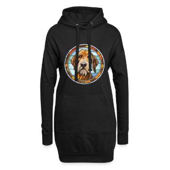 Istrie chien à poil dur chien race vitrail C - Sweat-shirt à capuche long Femme - noir - Devant