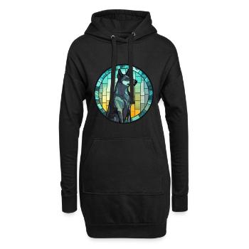 Karelo finlandais Laika chien race vitrail couleur - Sweat-shirt à capuche long Femme - noir - Devant